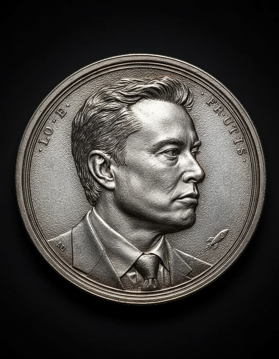 Person's face on a coin