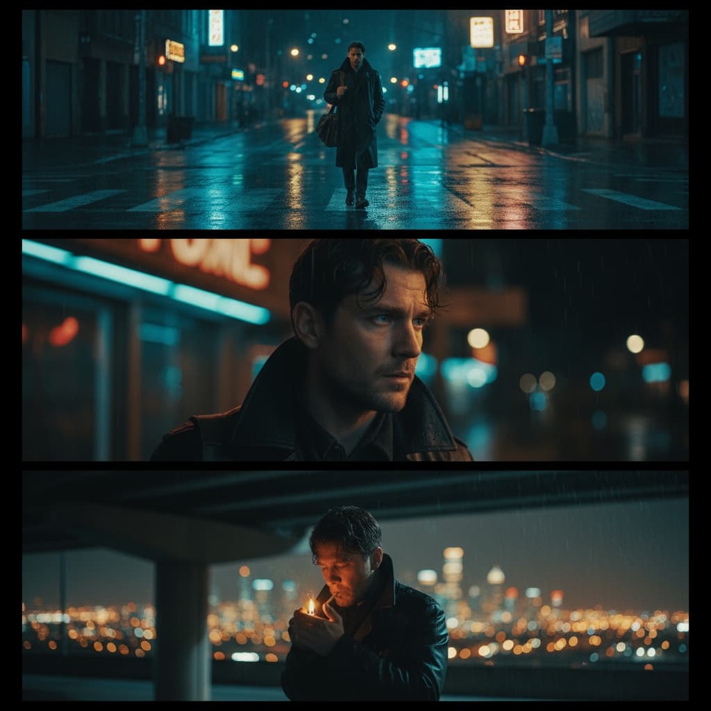 Urban Solitude: Cinematic Noir Collage