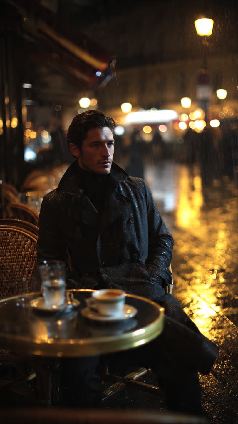 Cinematic Night Café: Trench Coat Style
