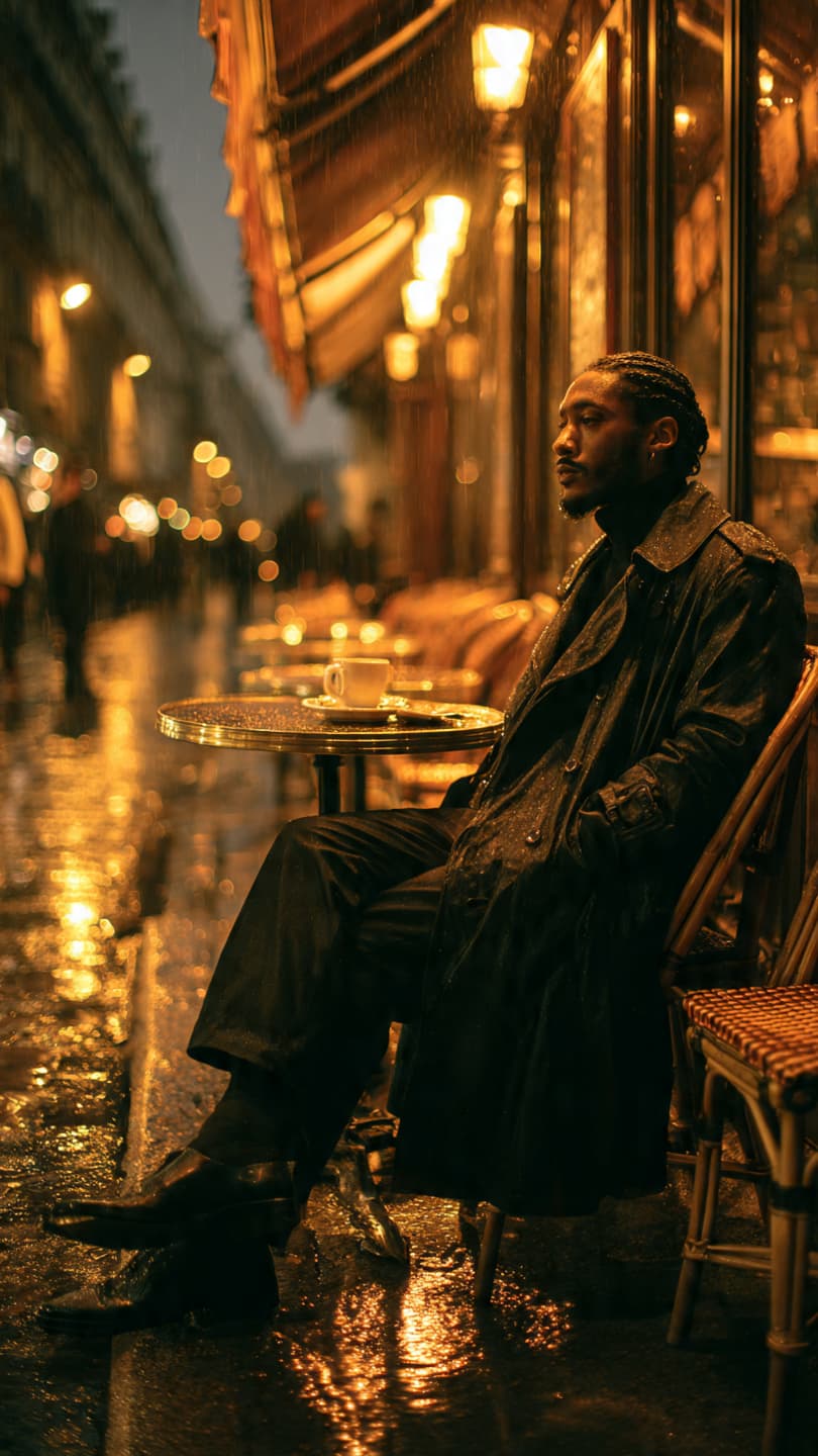 Cinematic Night Café: Trench Coat Style - Output 2