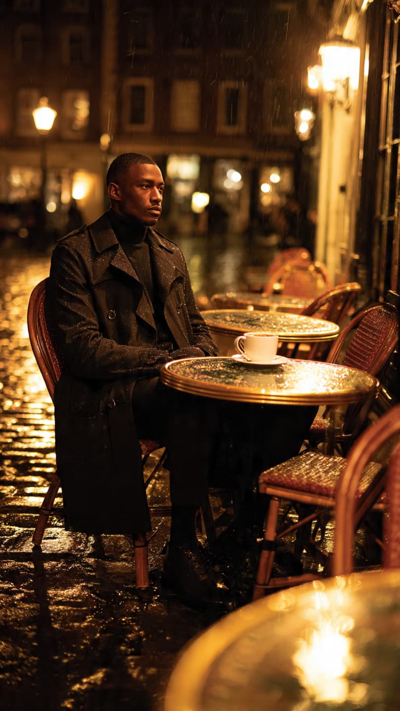 Cinematic Night Café: Trench Coat Style - Output 3