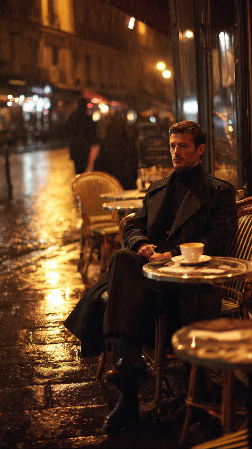 Cinematic Night Café: Trench Coat Style - Output 4