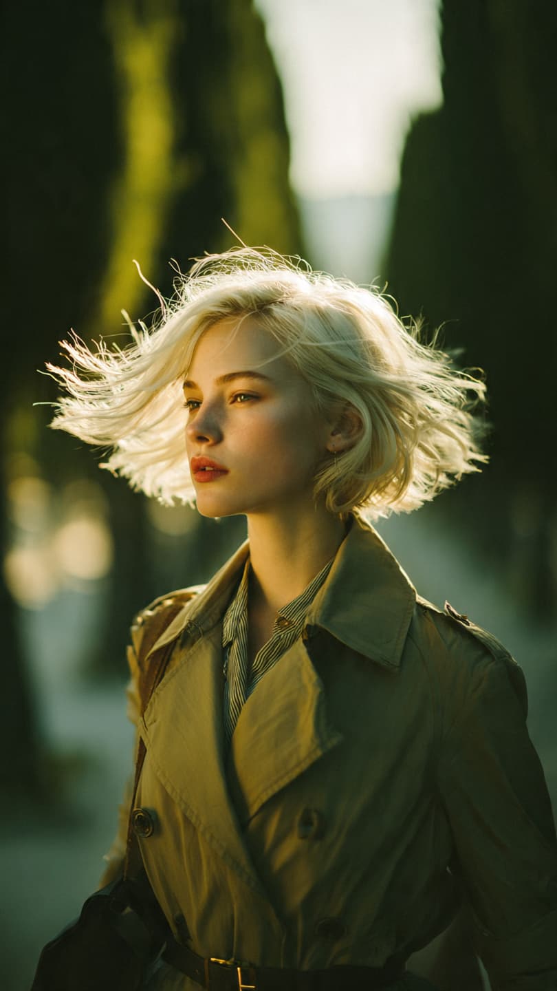 Golden Hour Maple Walk: Emotive Motion Blur Portrait - Output 2