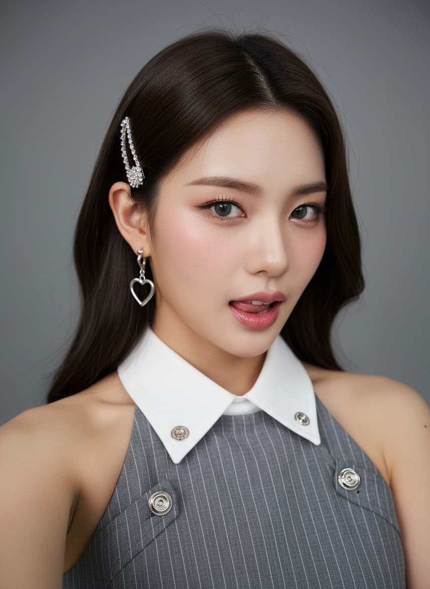 K-Pop Idol Selfie, Playful, ECU, Soft Beauty Light