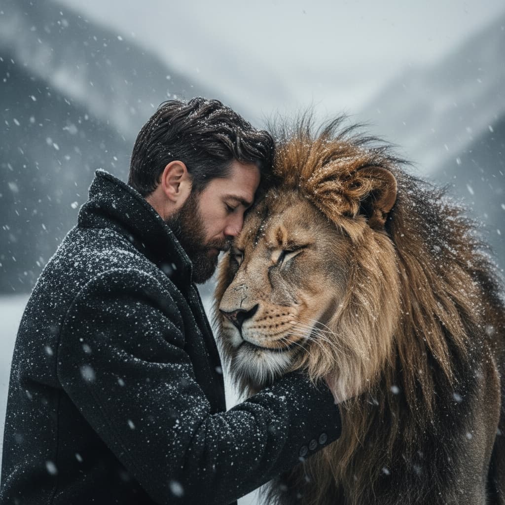 Man and Lion's Spiritual Snowfall Connection